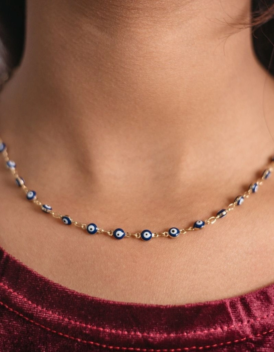 Evil Eye Blue Devil Eye Bead Minimalist Adjustable Turkish Boho Nazaria Necklace, 2 of 1