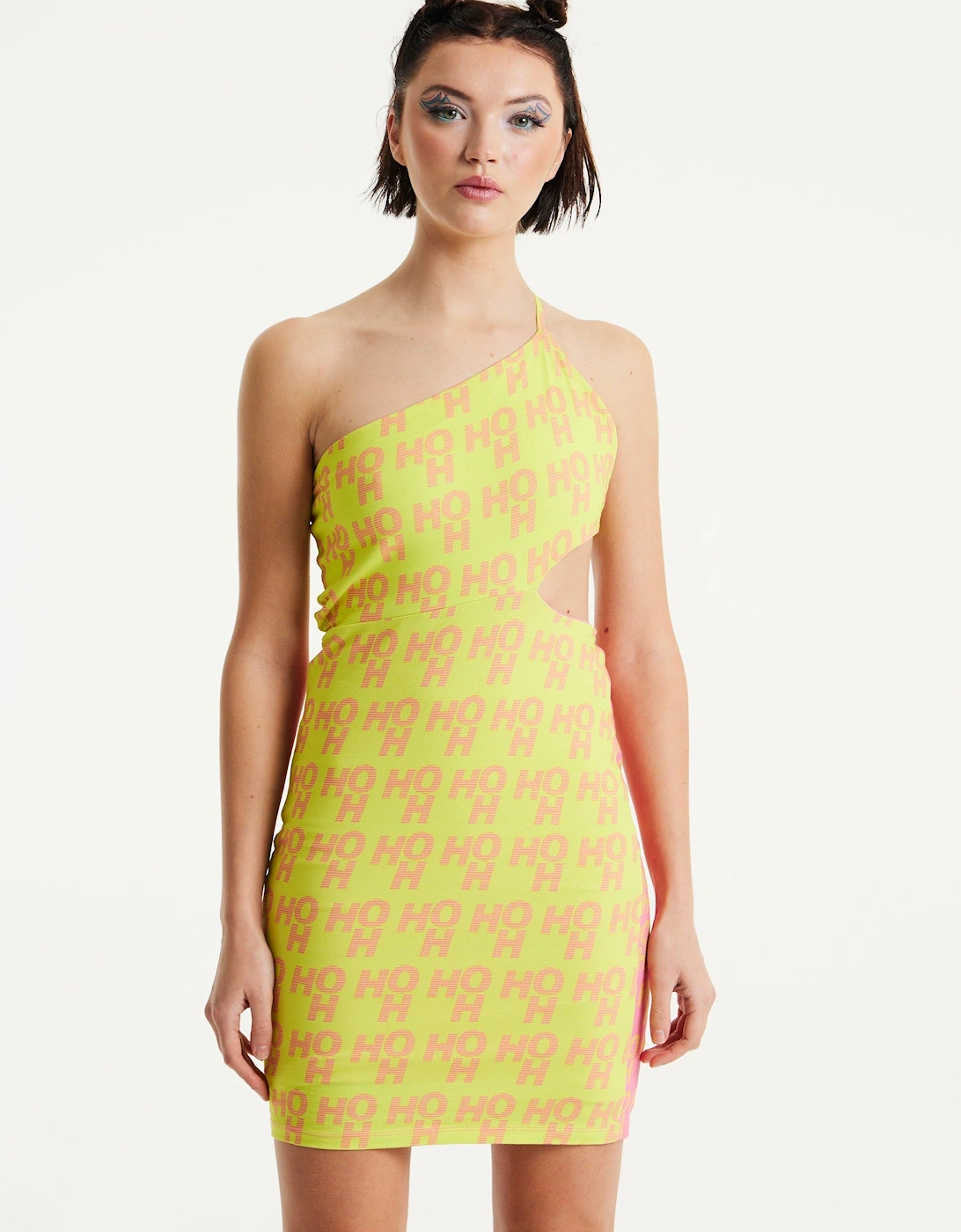 Printed Jersey Mini Dress In Contrast Colours, 2 of 1
