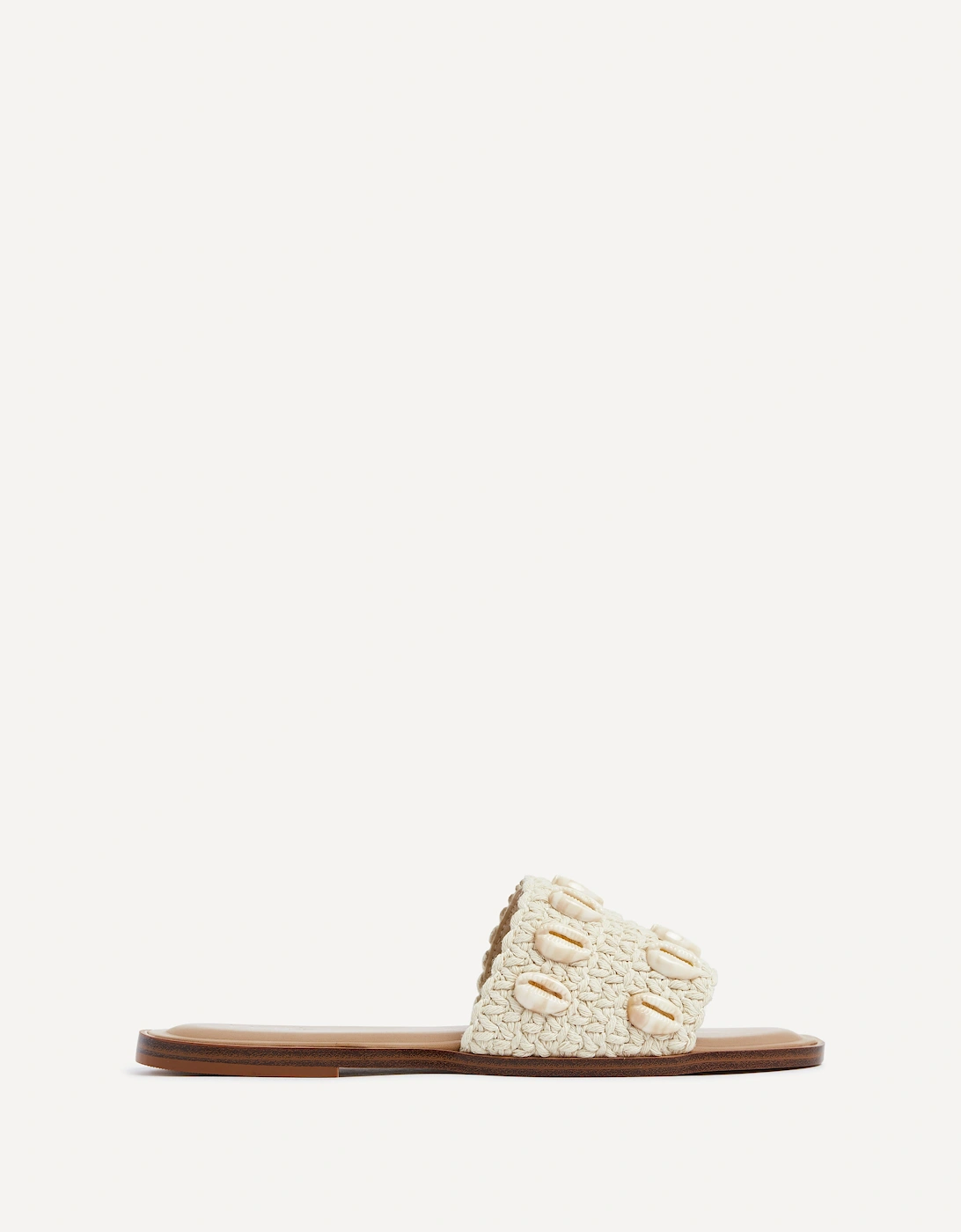 Shell Natural Raffia Shell Embellished Flat Sandal, 2 of 1