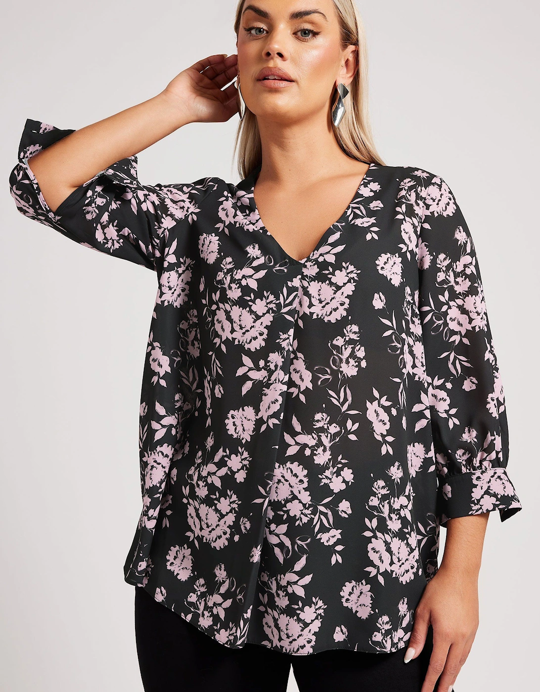 Floral Print V-Neck Blouse, 2 of 1