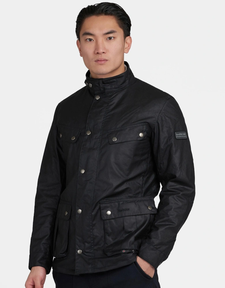Duke Mens Wax Jacket - Black