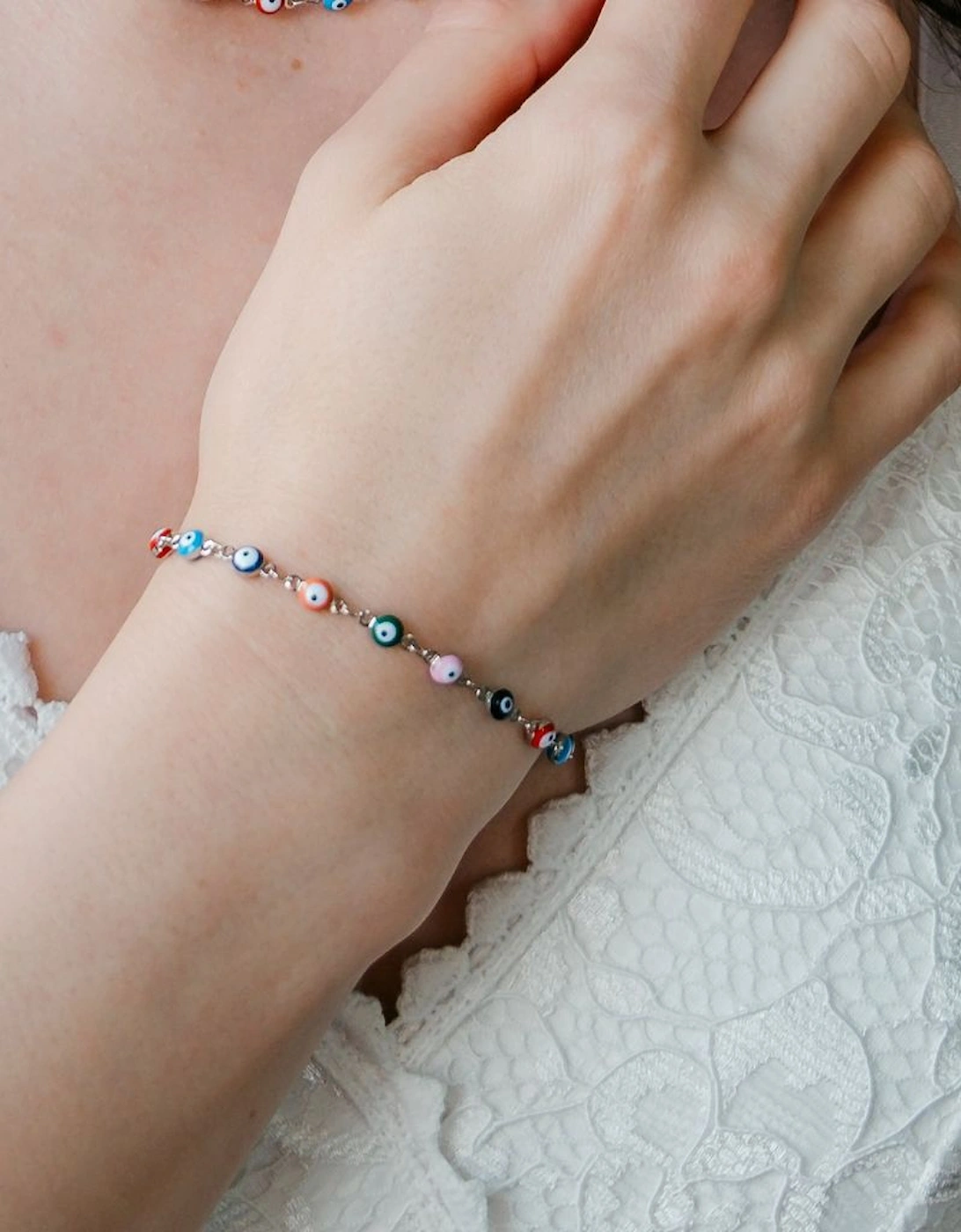 Multicolour Turkish Evil Eye Bead Protection Luck Eye Charm Adjustable Bracelet, 2 of 1