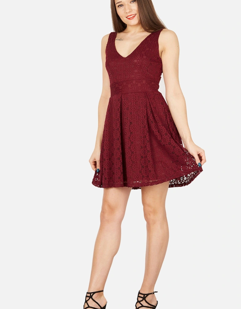 Lace V-Neck Fit & Flare Dress