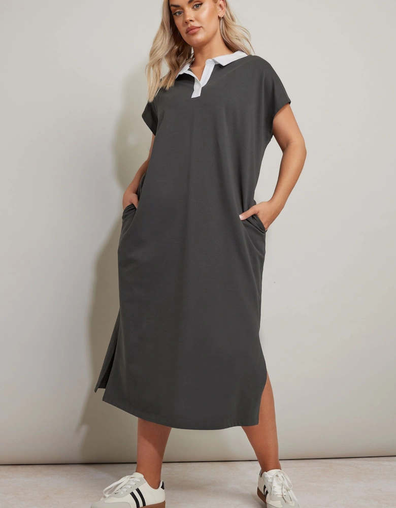 Jersey Collar Grown Sleeve Dress