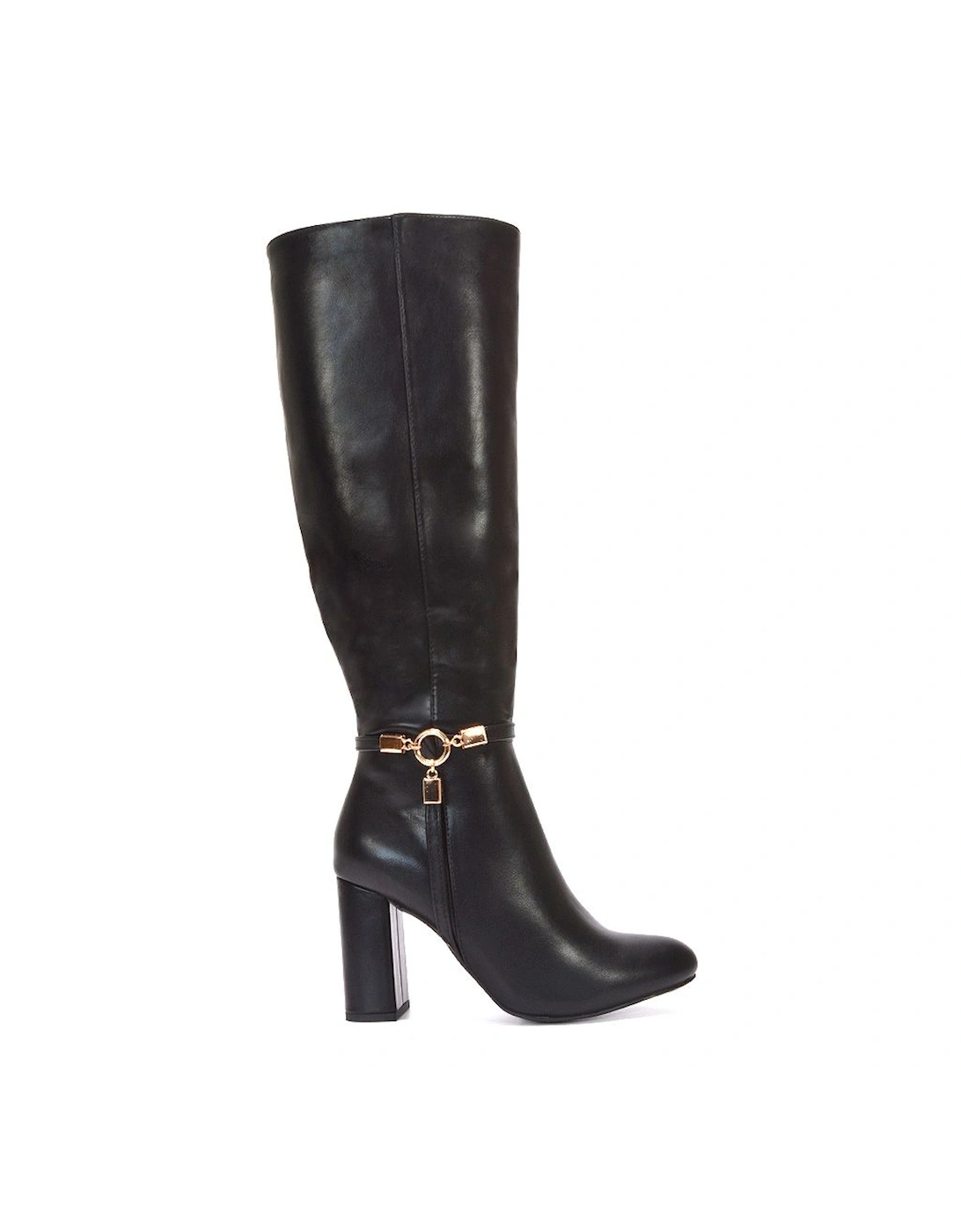 'Ebony' Block High Heel Wide Calf Knee High Booties, 2 of 1