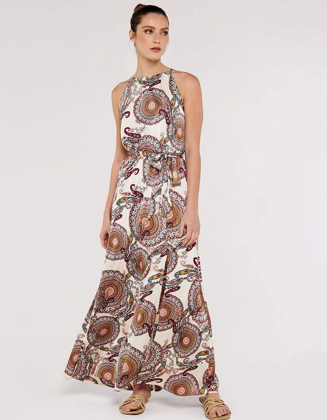 Paisley Halterneck Satin Maxi Dress, 2 of 1