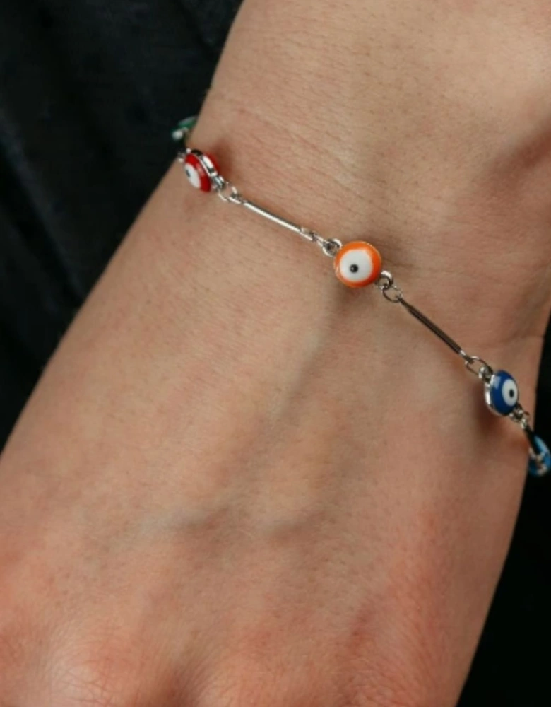 Gold and Silver Evil Eye Charm Dainty Minimalist Protection Bracelet