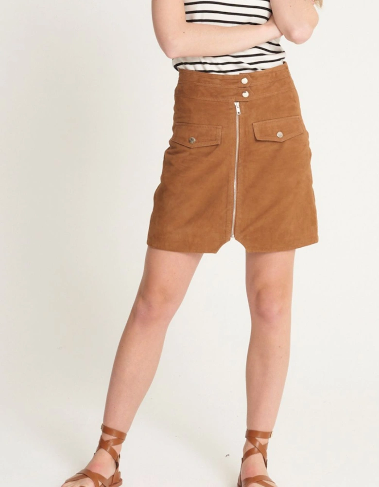 Real Suede Zip Skirt
