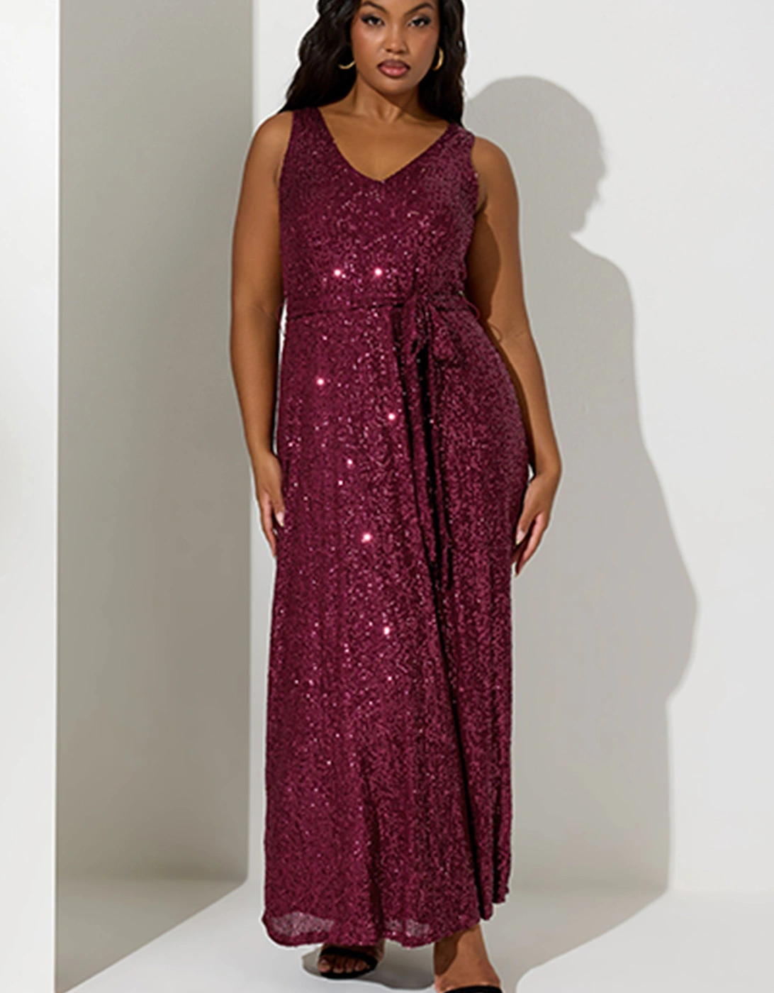 Sequin V-Neck Maxi Dress, 2 of 1