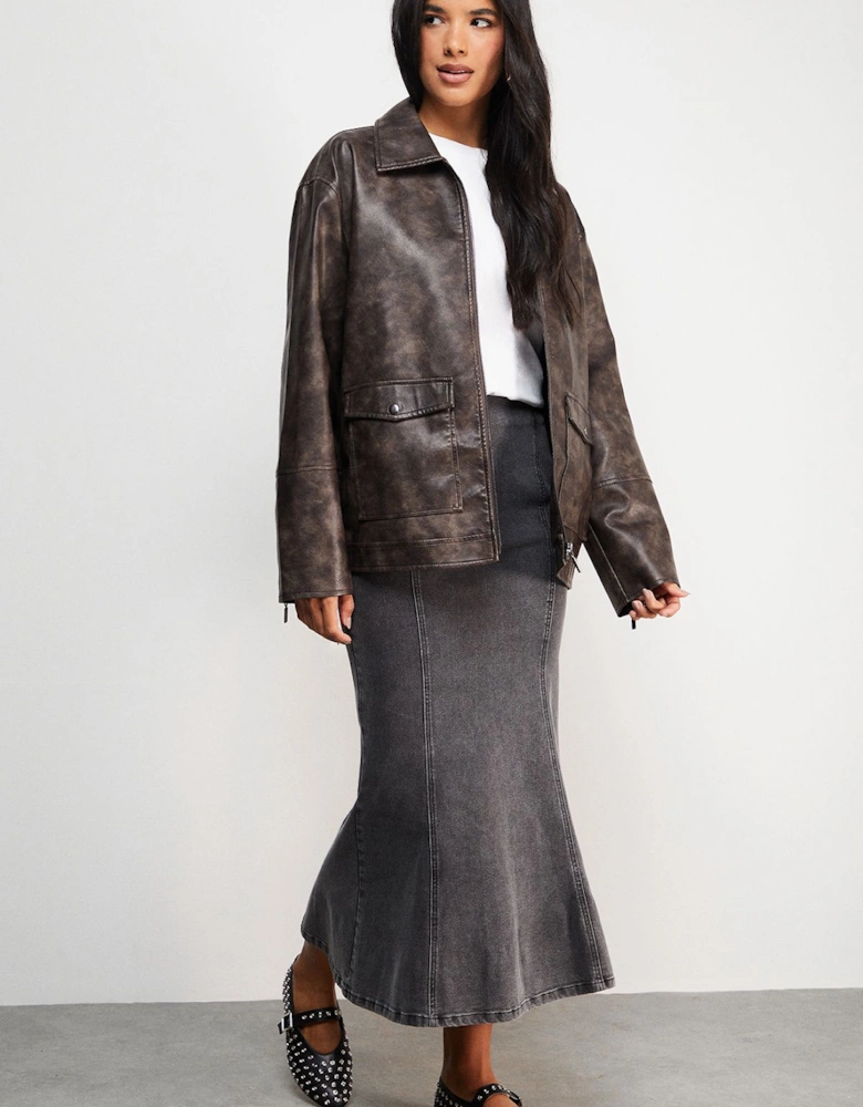 Denim Fishtail midi skirt