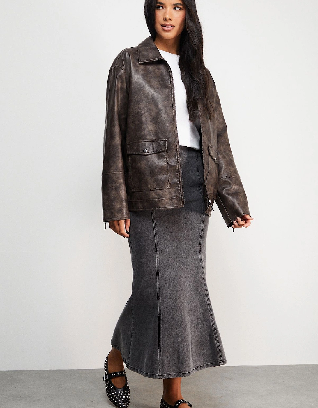 Denim Fishtail midi skirt, 2 of 1
