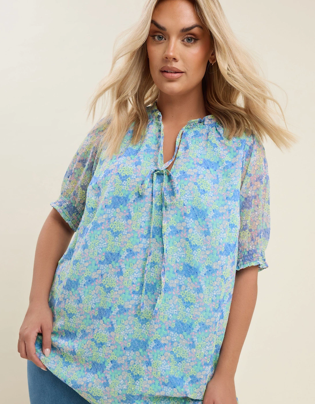 Floral Print Tie Front Blouse, 2 of 1