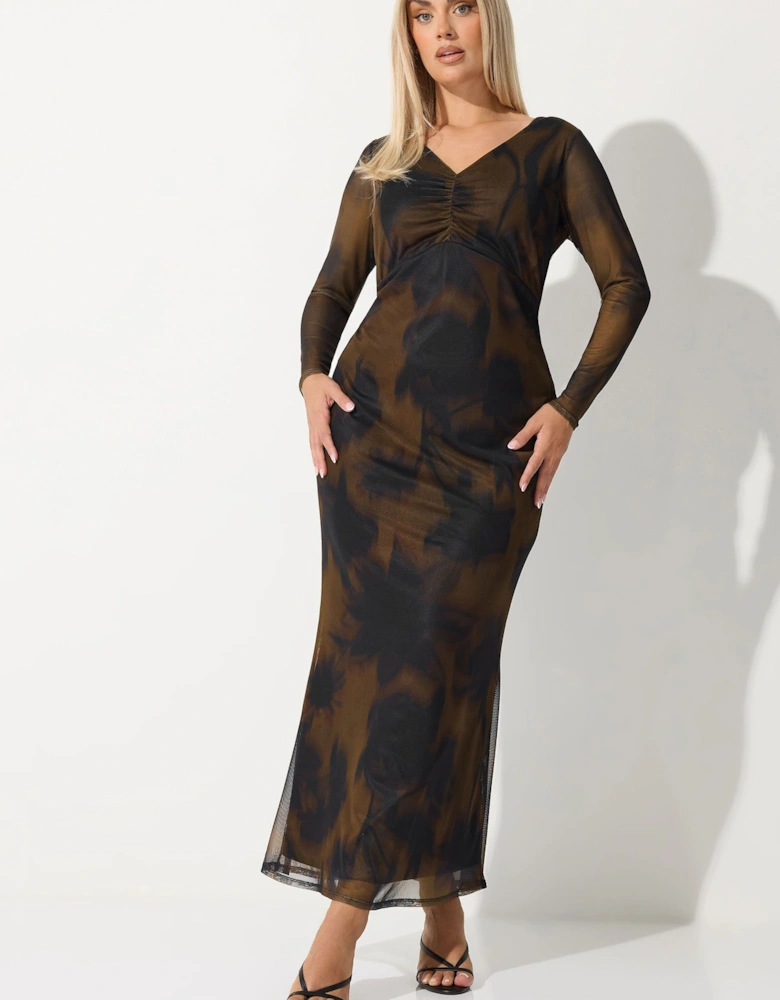 Floral Mesh Maxi Dress