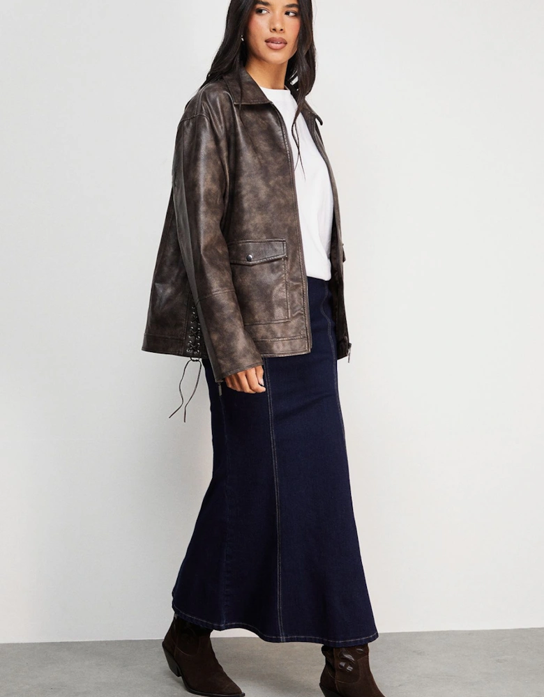 Denim Fishtail midi skirt