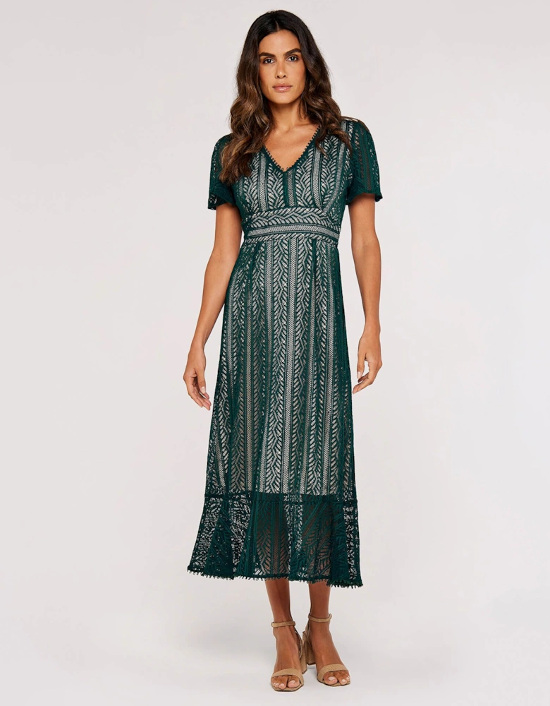 Lace V-Neck Midi Dress