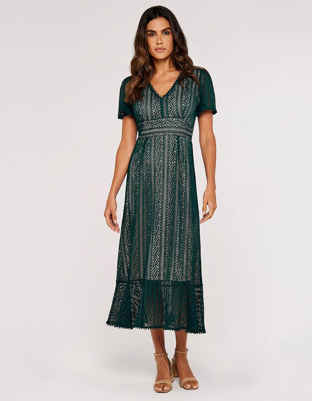 Lace V-Neck Midi Dress, 2 of 1
