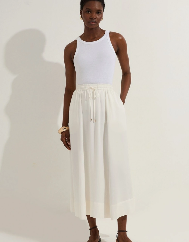 Premium Viscose Linen Tie Waist Woven Skirt