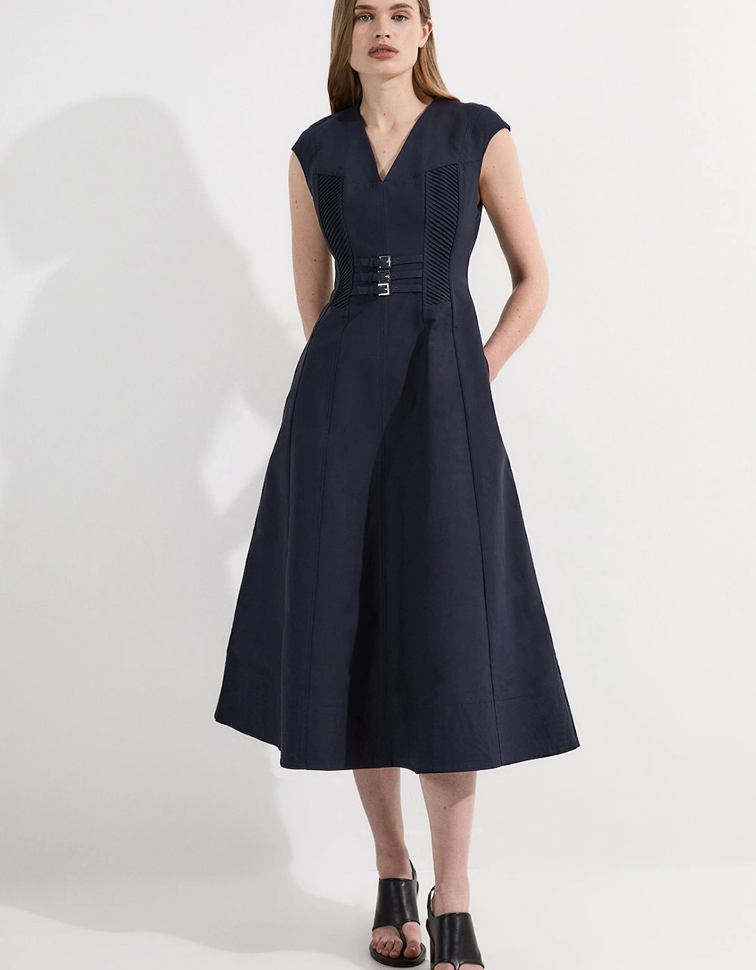 Archive Collection - Tailored Cotton Pintuck Grosgrain Corset Maxi Dress, 2 of 1