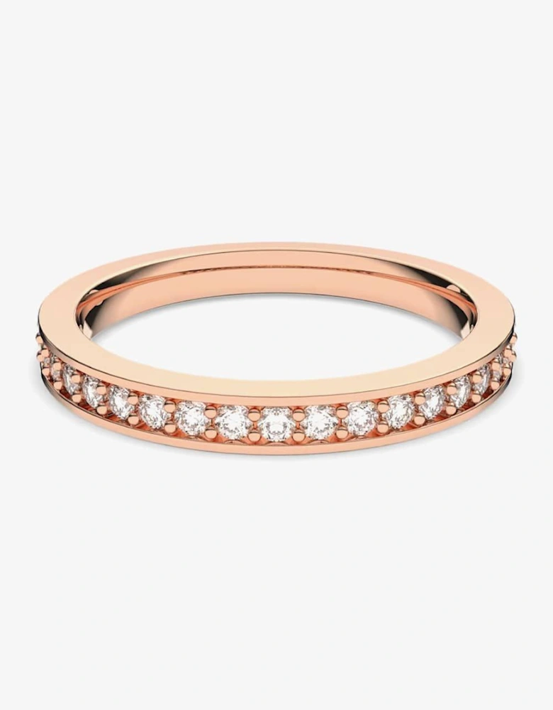 Rare Rose Gold Tone White Crystal Channel Half Eternity Ring