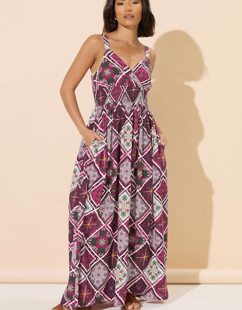 Petite Tile Print Maxi Dress