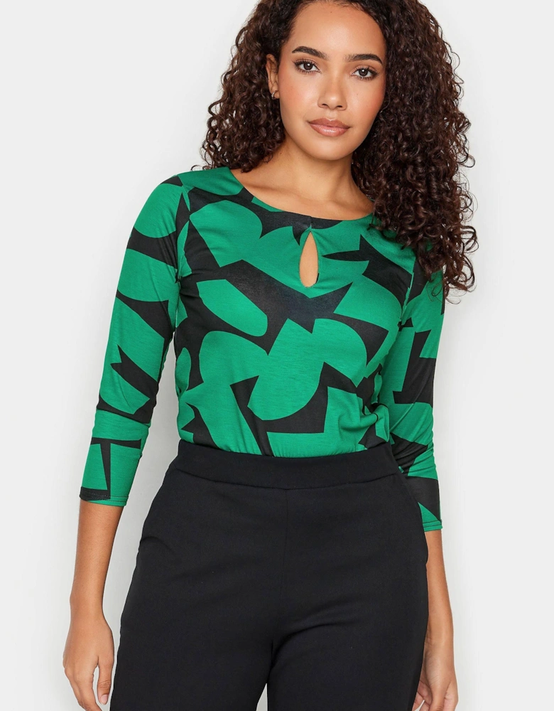 Geometric Print Keyhole Front Top