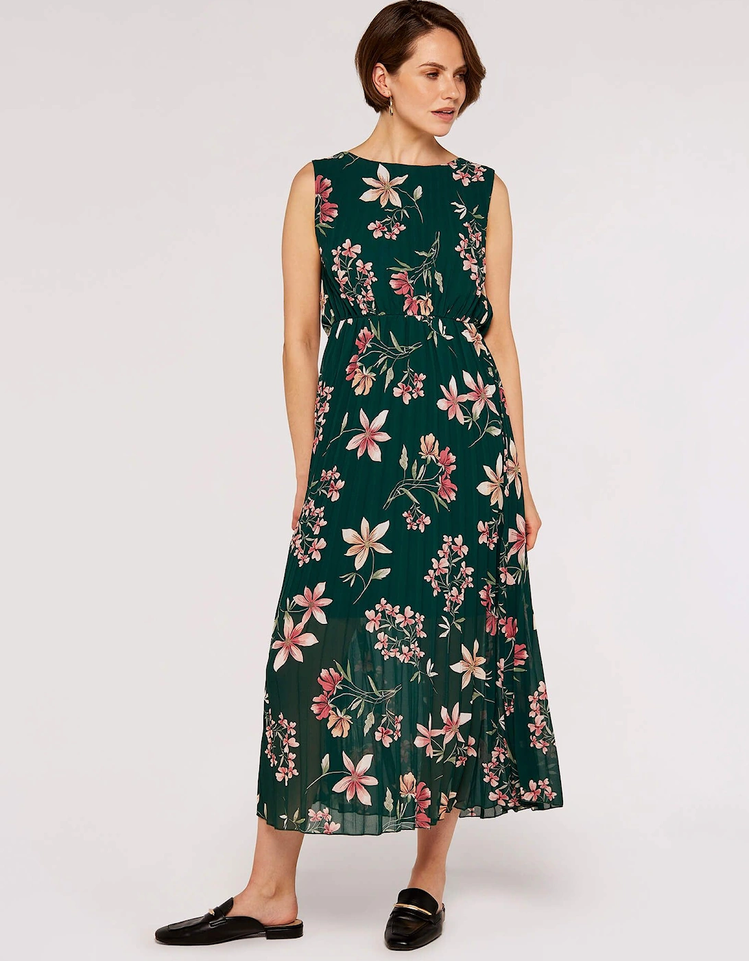 Botanical Pleated Midi Dress, 2 of 1