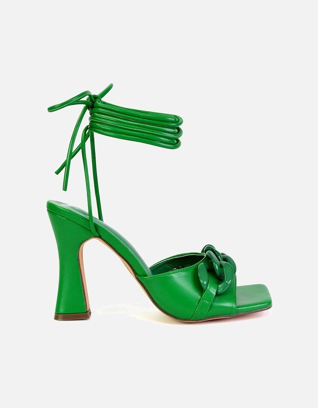 'Rhegan' Lace Up Chain Detail Square Toe Block High Heel Sandals, 2 of 1