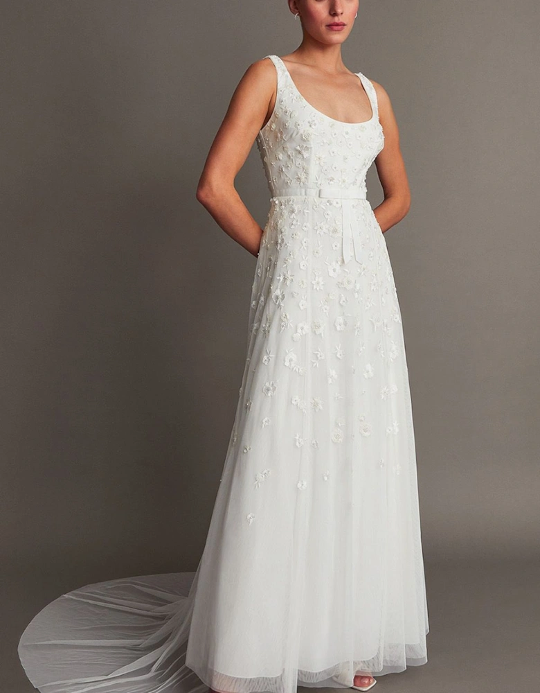 Amelie Embroidered Bridal Dress Ivory