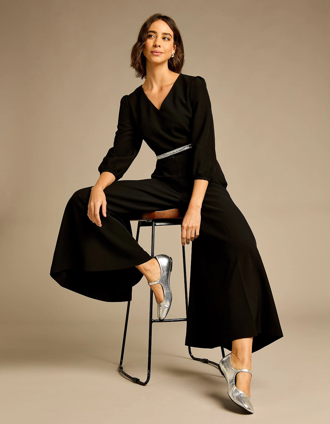 Laura Black Palazzo Leg Jumpsuit, 2 of 1