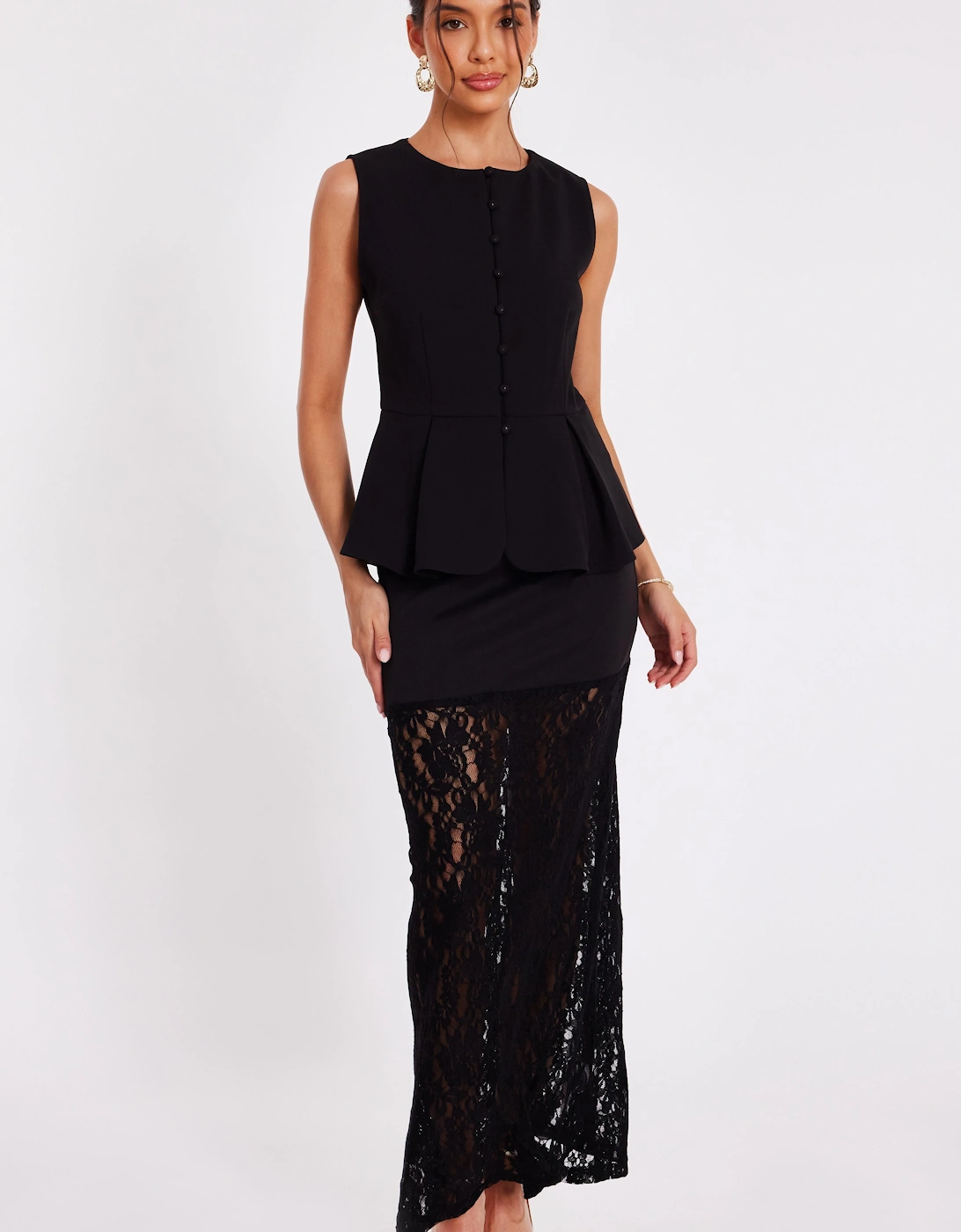 Black Lace Midaxi Skirt, 2 of 1