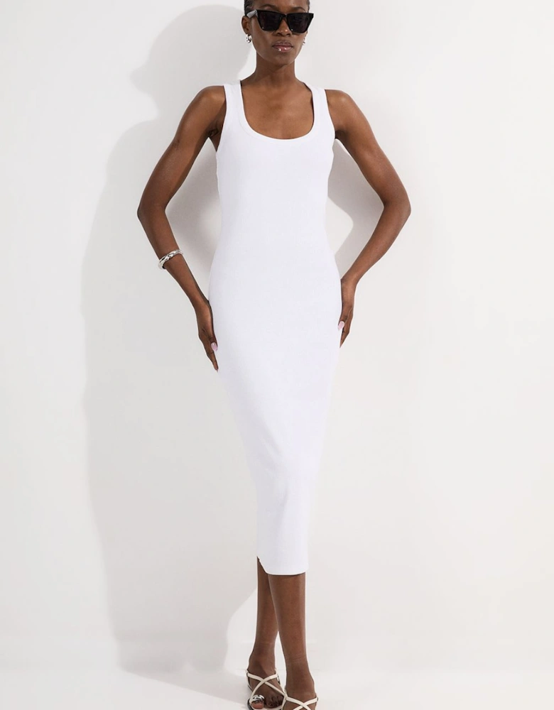 Petite Compact Jersey Rib Racer Maxi Dress