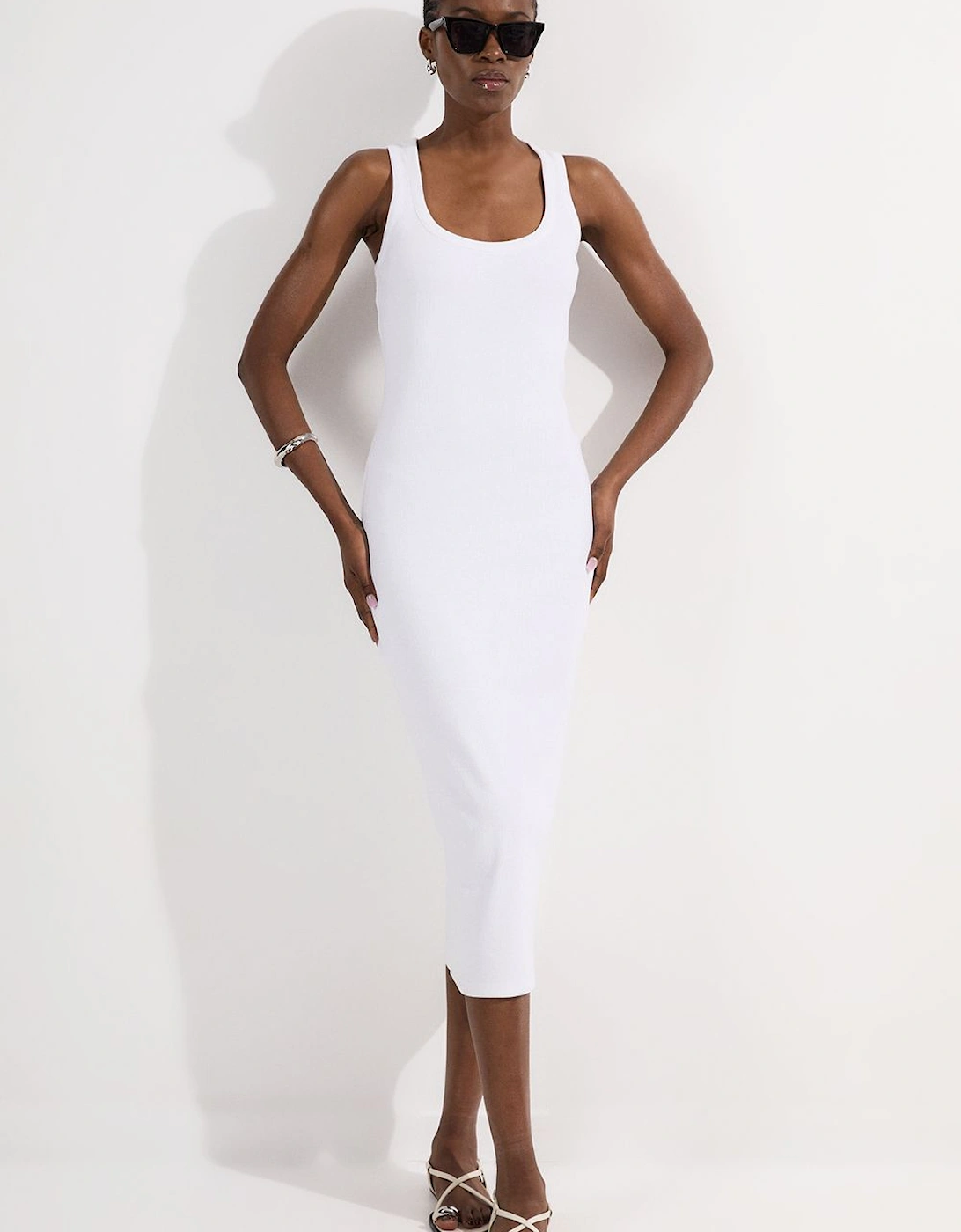 Petite Compact Jersey Rib Racer Maxi Dress, 2 of 1