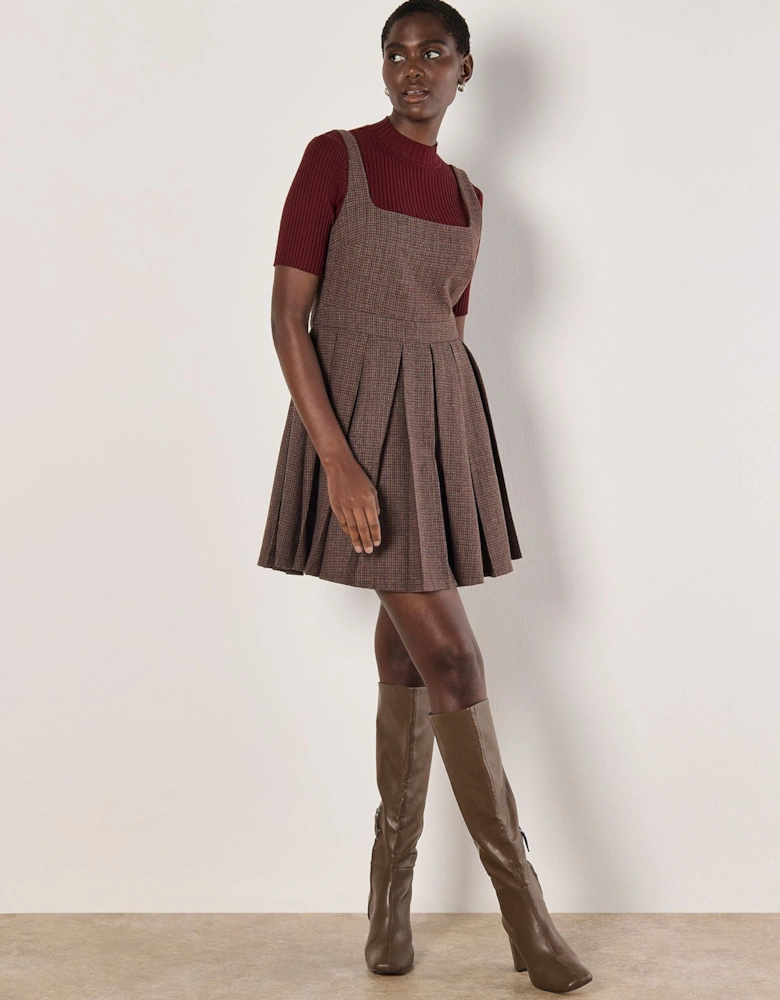 Check Pleated Skater Mini Dress