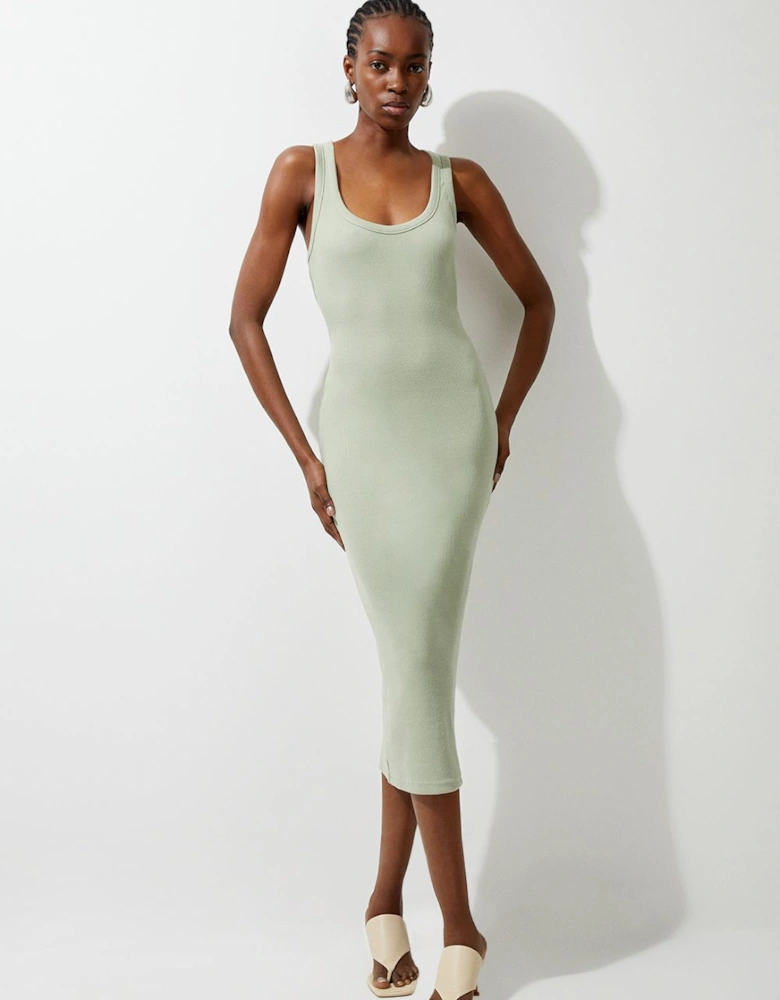 Petite Compact Jersey Rib Racer Maxi Dress