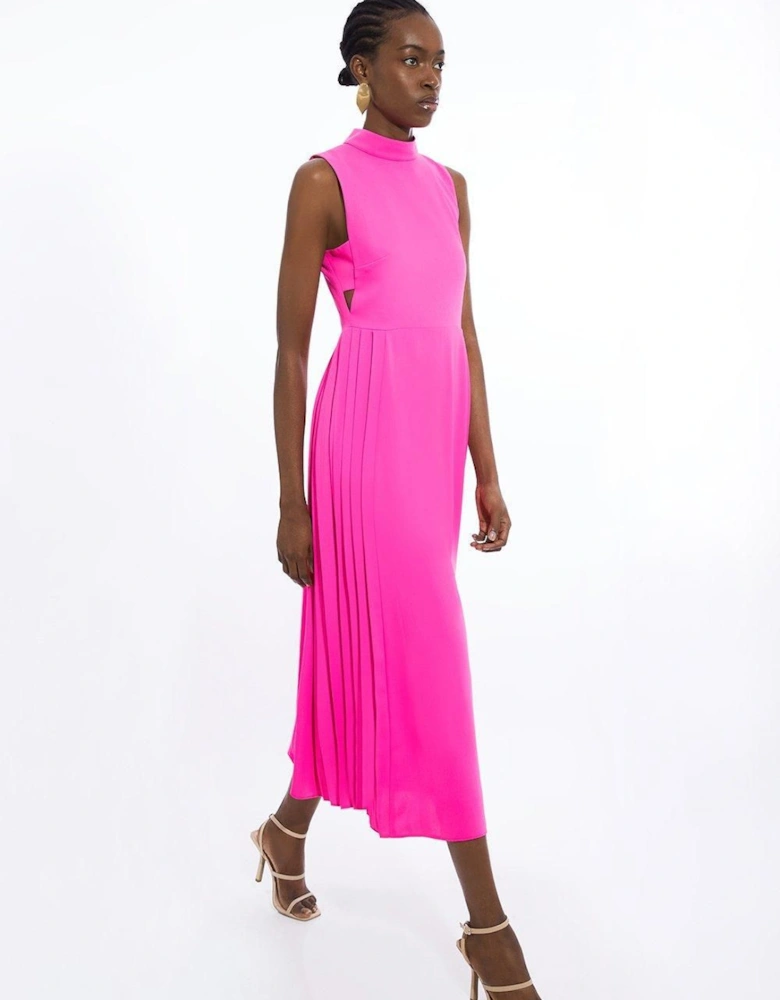 Petite Soft Tailored Pleated Panel Midaxi Dress