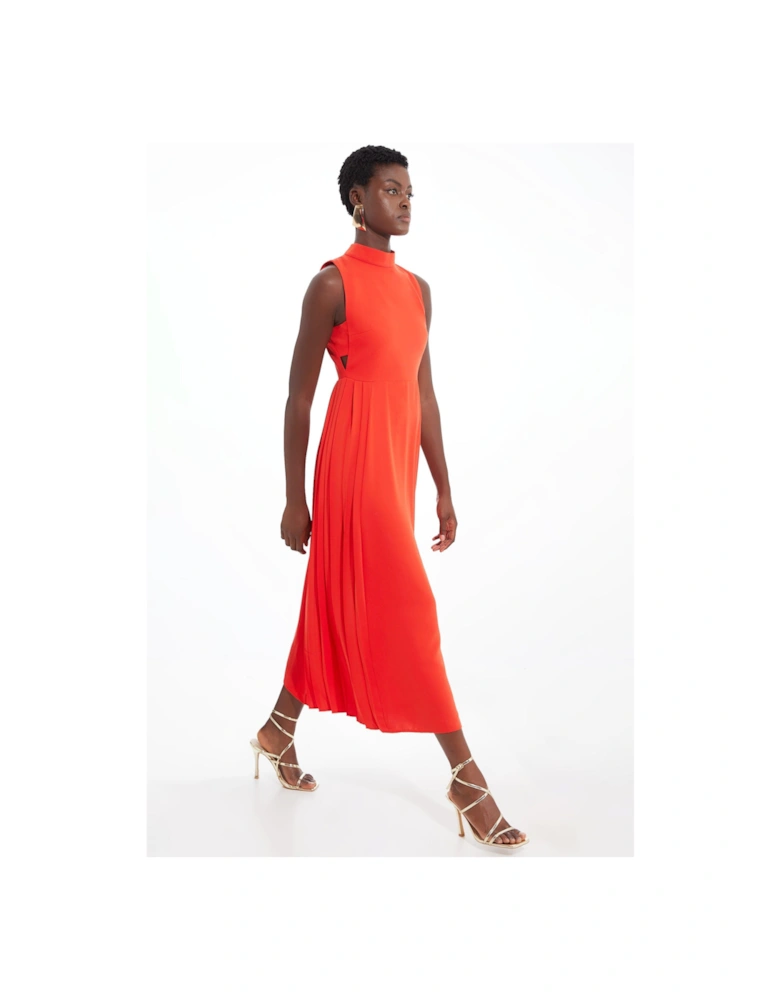 Petite Soft Tailored Pleated Panel Midaxi Dress