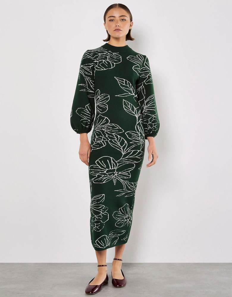 Floral Knitted Midi Dress