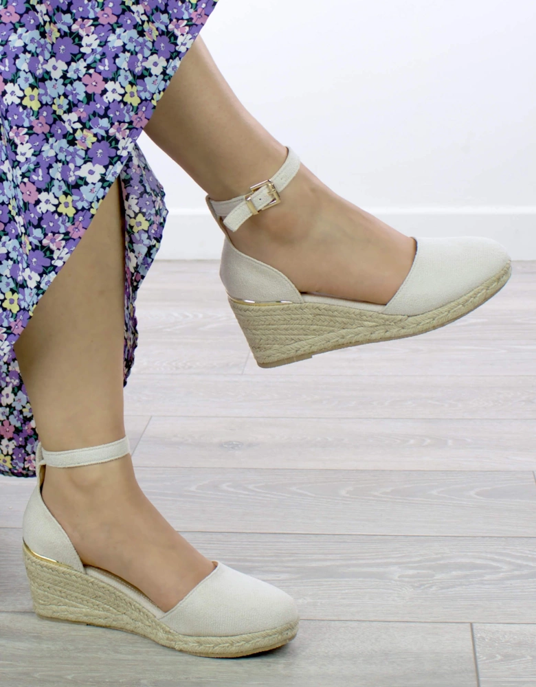 Mid Wedge Heel Ankle Strap Platform Sandals  Espadrilles