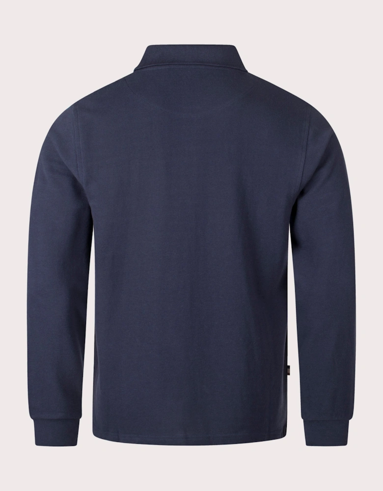 Stripes Piquet Long Sleeve Polo Shirt