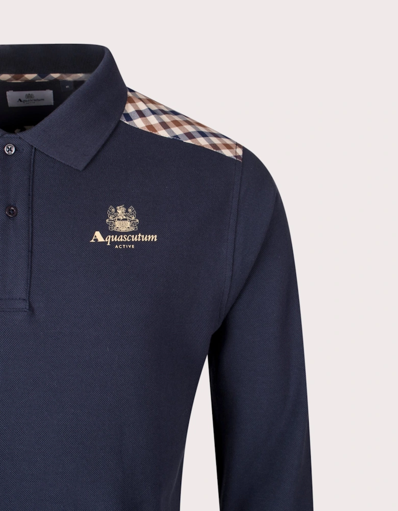 Stripes Piquet Long Sleeve Polo Shirt