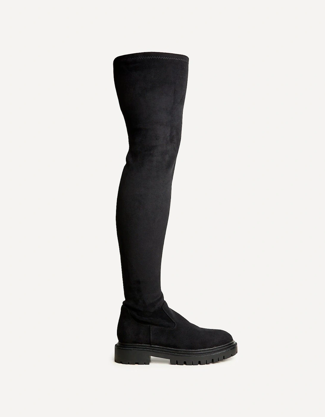 Sonny Black Stretch Faux Suede Over The Knee Long Boot, 2 of 1