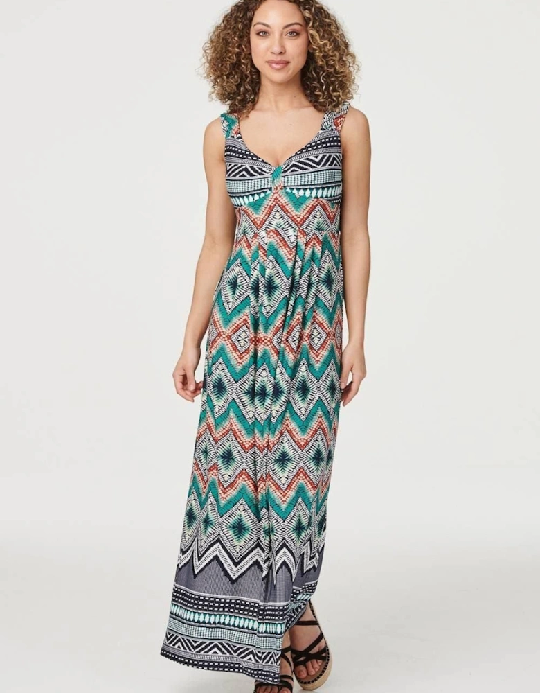 Tie Dye Print A-Line Maxi Dress