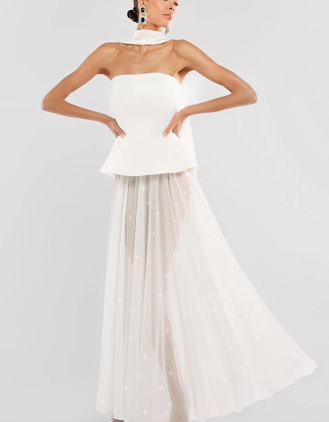 Gathered A Line Glitter Chiffon Maxi Skirt, 2 of 1