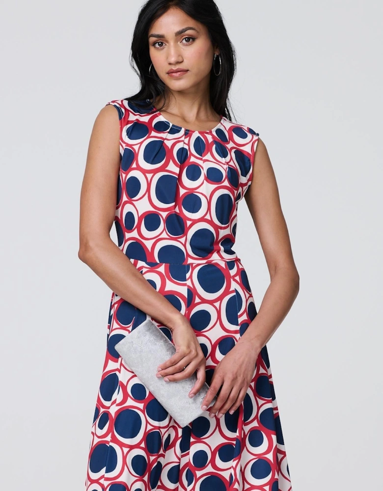 Abstract Sleeveless Knee Length Dress
