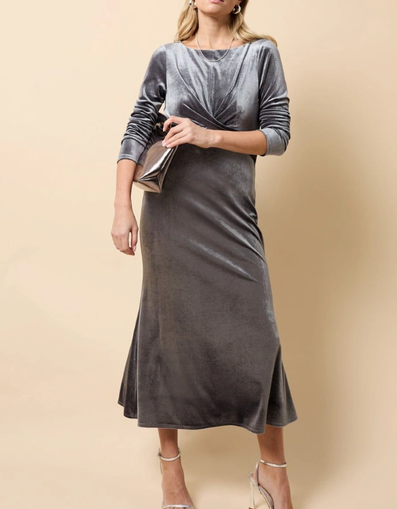 Pewter Velvet Midaxi Dress