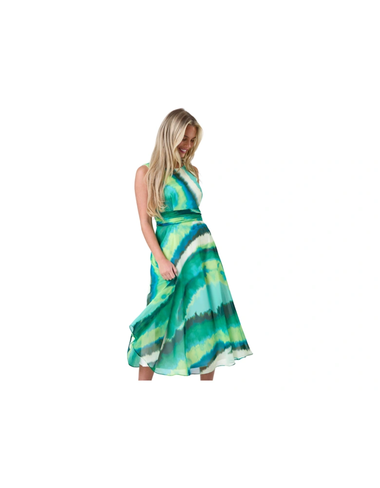 Petite Tie Dye Gathered Midi Dress