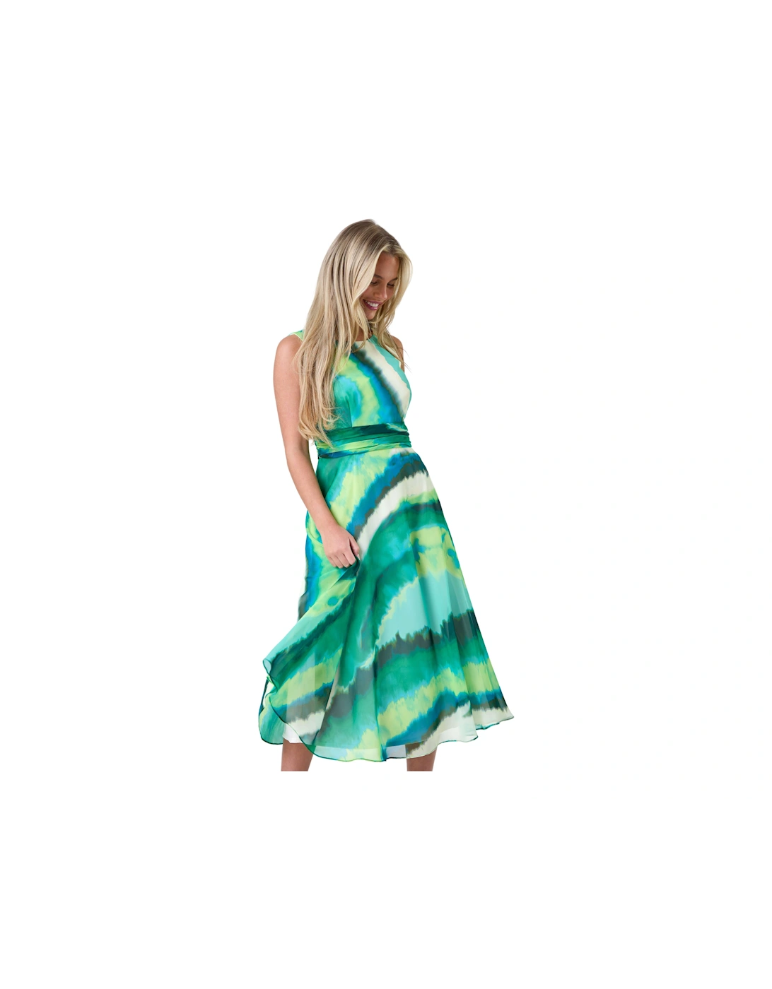 Petite Tie Dye Gathered Midi Dress, 2 of 1
