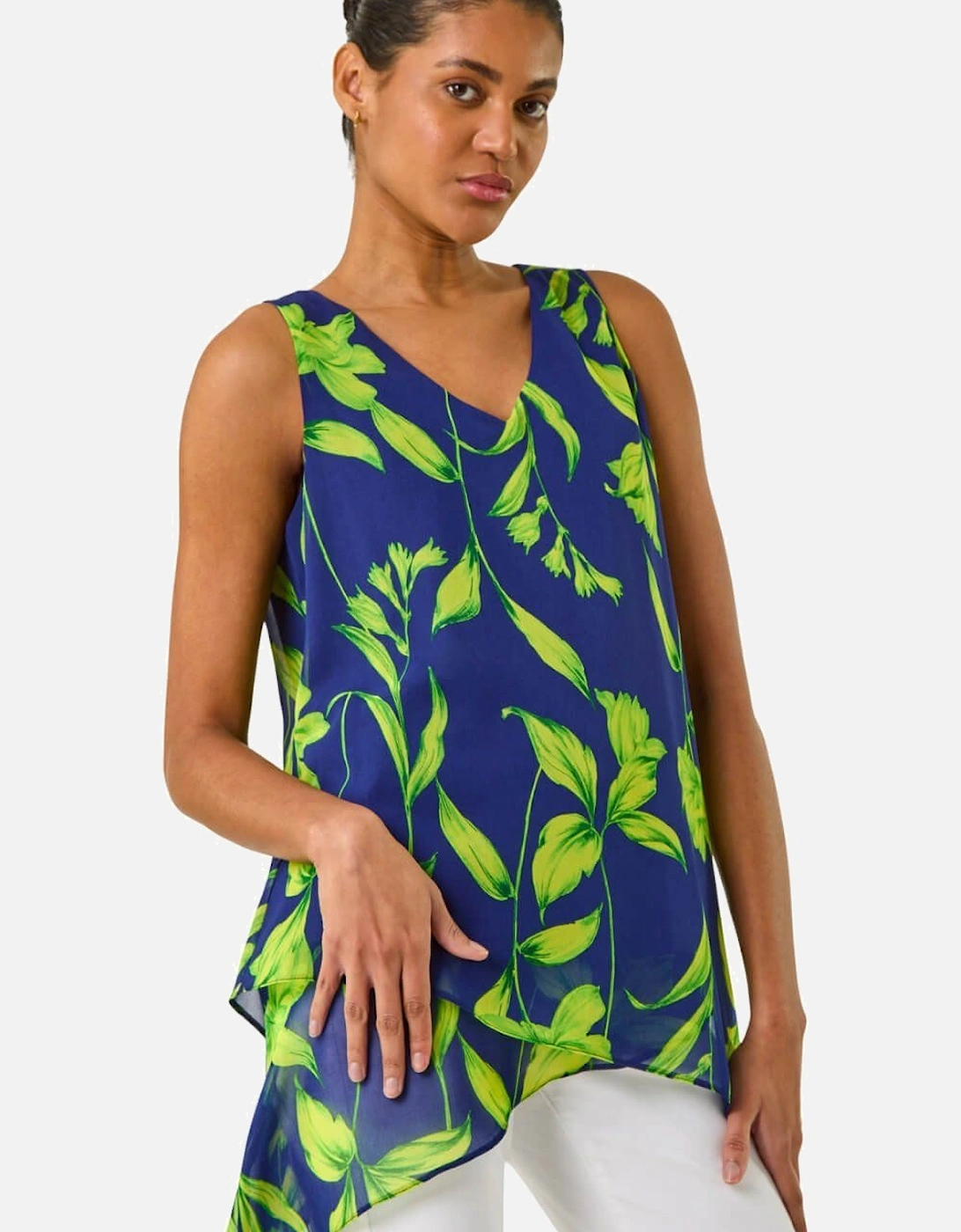 Floral Print Wrap Overlay Top, 2 of 1