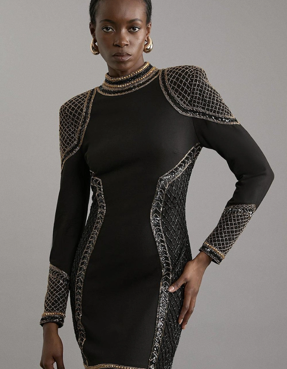 Beaded And Embellished Ponte Jersey Mini Dress, 2 of 1