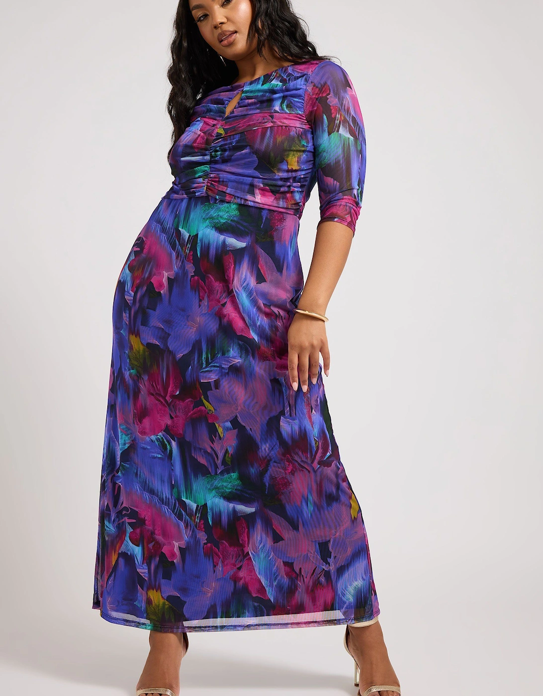 Tropical Print Mesh Dress, 2 of 1